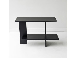 Mesa auxiliar de madeira «Essenziale» - 80 x 30 x 55 cm - Preto