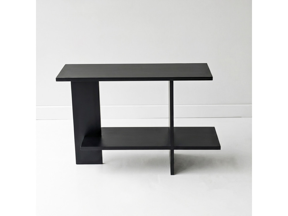 Mesa auxiliar de madeira «Essenziale» - 80 x 30 x 55 cm - Preto