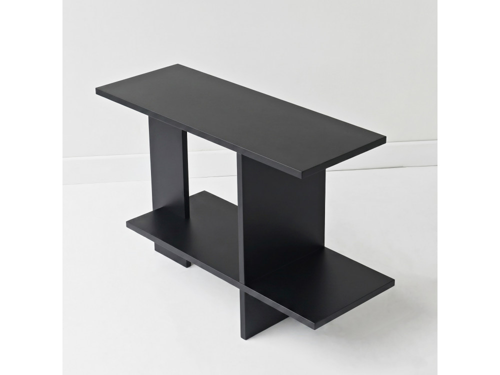 Mesa auxiliar de madeira «Essenziale» - 80 x 30 x 55 cm - Preto