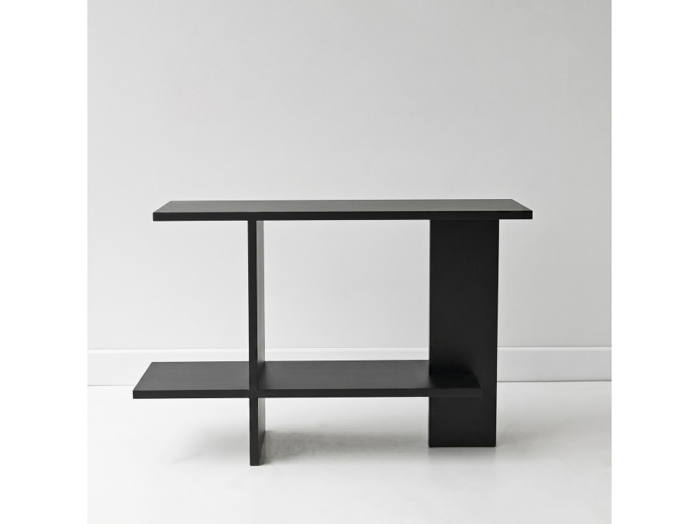 Mesa auxiliar de madeira «Essenziale» - 80 x 30 x 55 cm - Preto