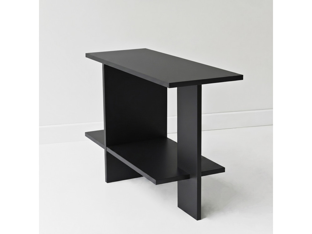 Mesa auxiliar de madeira «Essenziale» - 80 x 30 x 55 cm - Preto