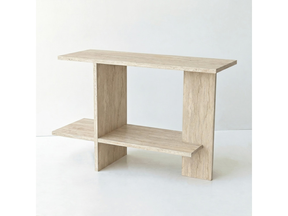 Mesa auxiliar de madeira «Essenziale» - 80 x 30 x 55 cm - Travertino