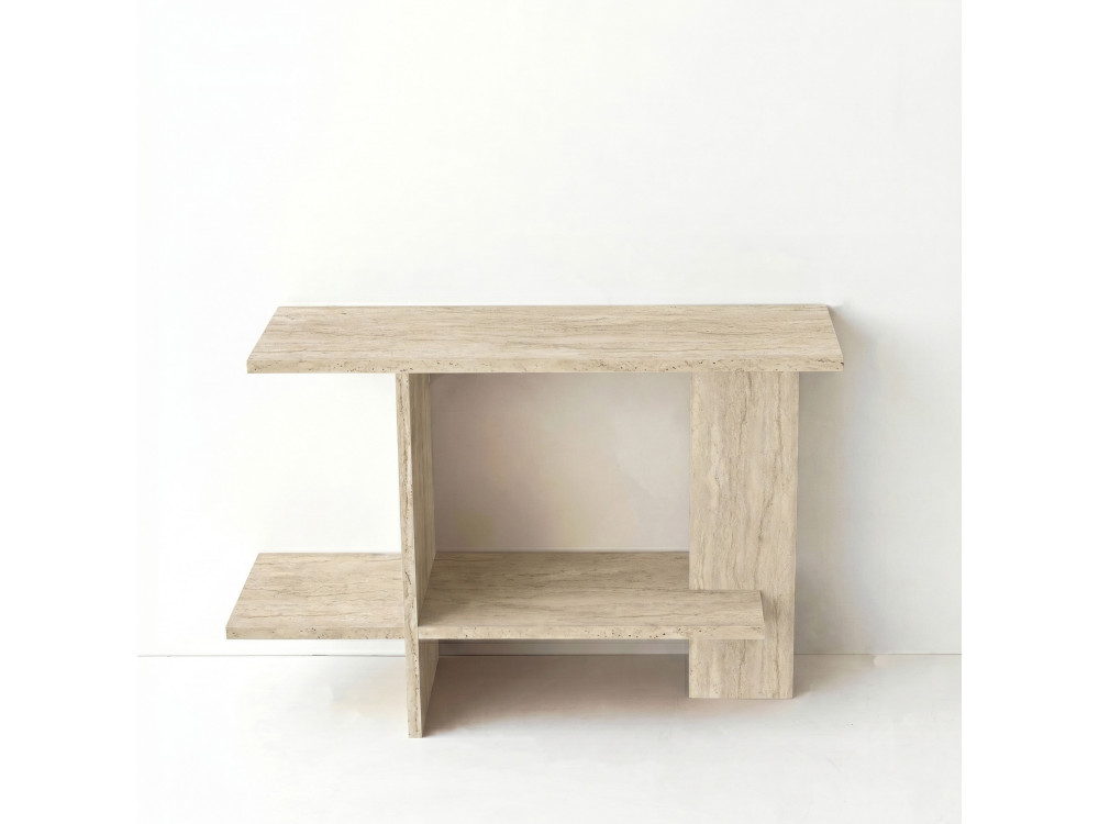 Mesa auxiliar de madeira «Essenziale» - 80 x 30 x 55 cm - Travertino