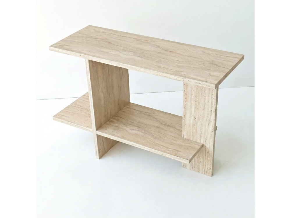 Mesa auxiliar de madeira «Essenziale» - 80 x 30 x 55 cm - Travertino