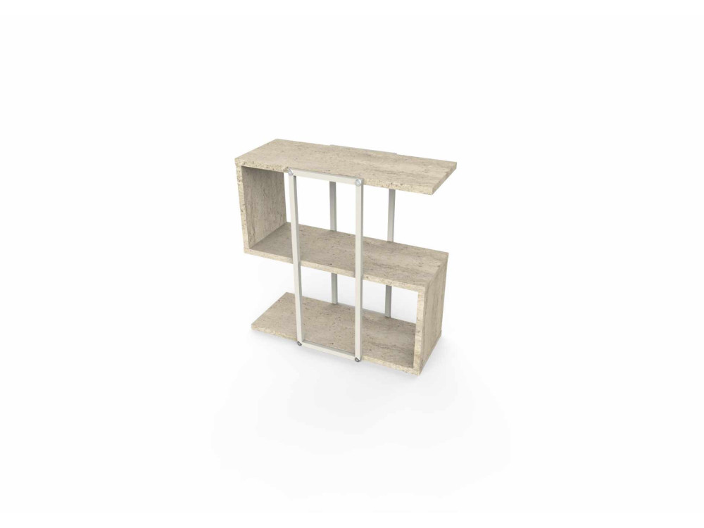 Mesa auxiliar de madeira «HOMIA» - 56 x 25 x 56 cm - Travertino