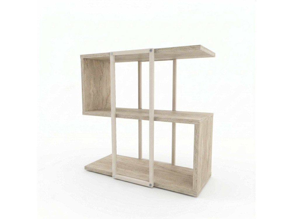Mesa auxiliar de madeira «HOMIA» - 56 x 25 x 56 cm - Travertino