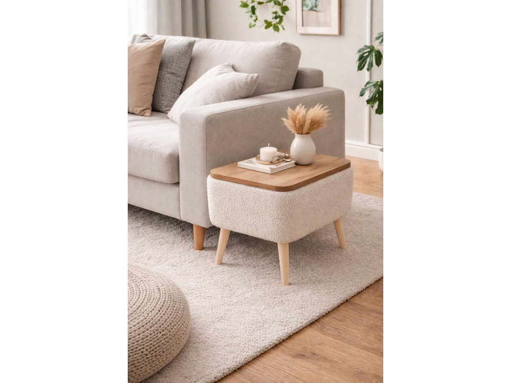 Mesa auxiliar de madeira «Nora» - 60 x 30 x 45 cm - Bege