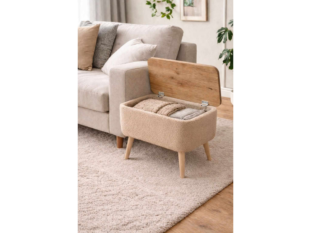 Mesa auxiliar de madeira «Nora» - 60 x 30 x 45 cm - Bege