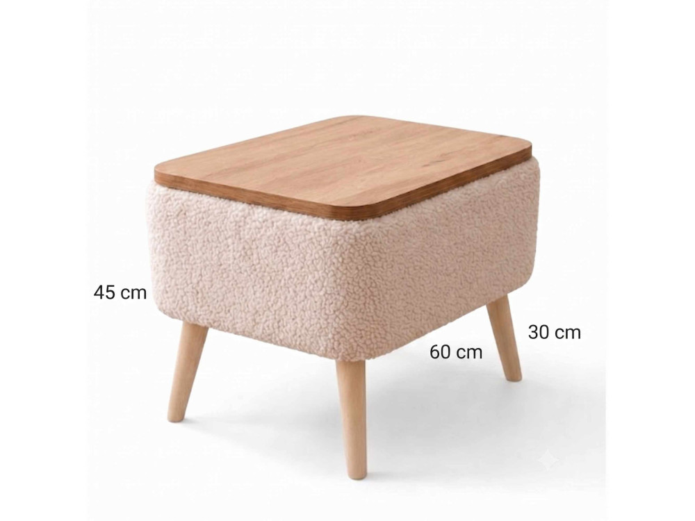 Mesa auxiliar de madeira «Nora» - 60 x 30 x 45 cm - Bege