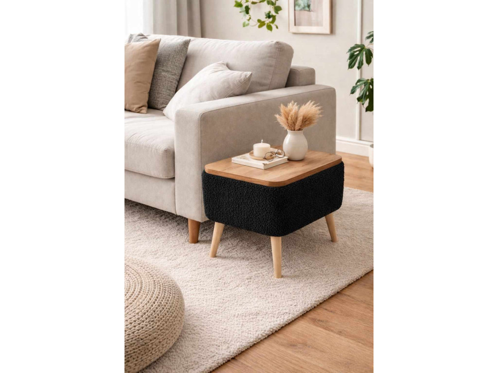 Mesa auxiliar de madeira «Nora» - 60 x 30 x 45 cm - Preto