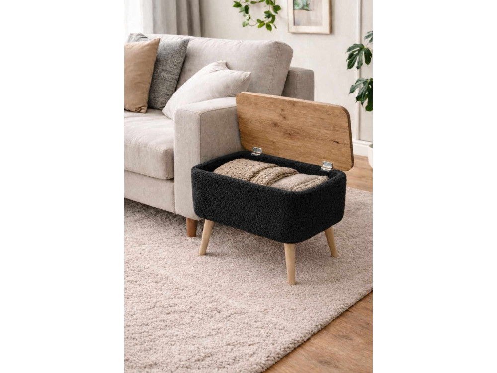 Mesa auxiliar de madeira «Nora» - 60 x 30 x 45 cm - Preto