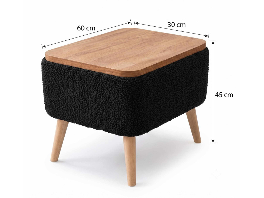 Mesa auxiliar de madeira «Nora» - 60 x 30 x 45 cm - Preto