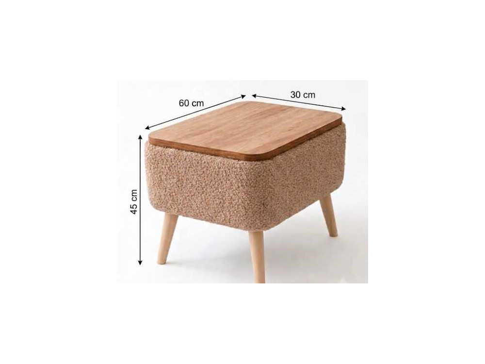 Mesa de apoio em madeira «Nora» - 60 x 30 x 45 cm - Castanho