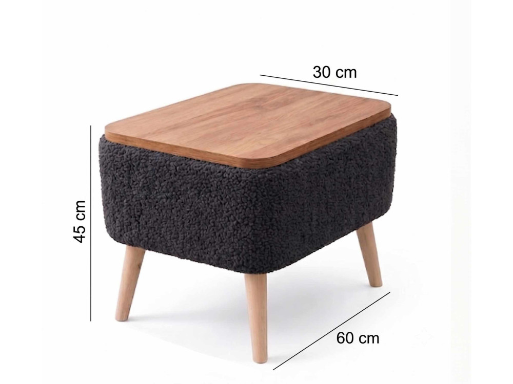 Mesa auxiliar de madeira «Nora» - 60 x 30 x 45 cm - Antracite