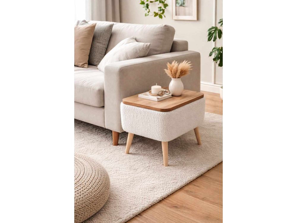 Mesa auxiliar de madeira «Nora» - 60 x 30 x 45 cm - Branca