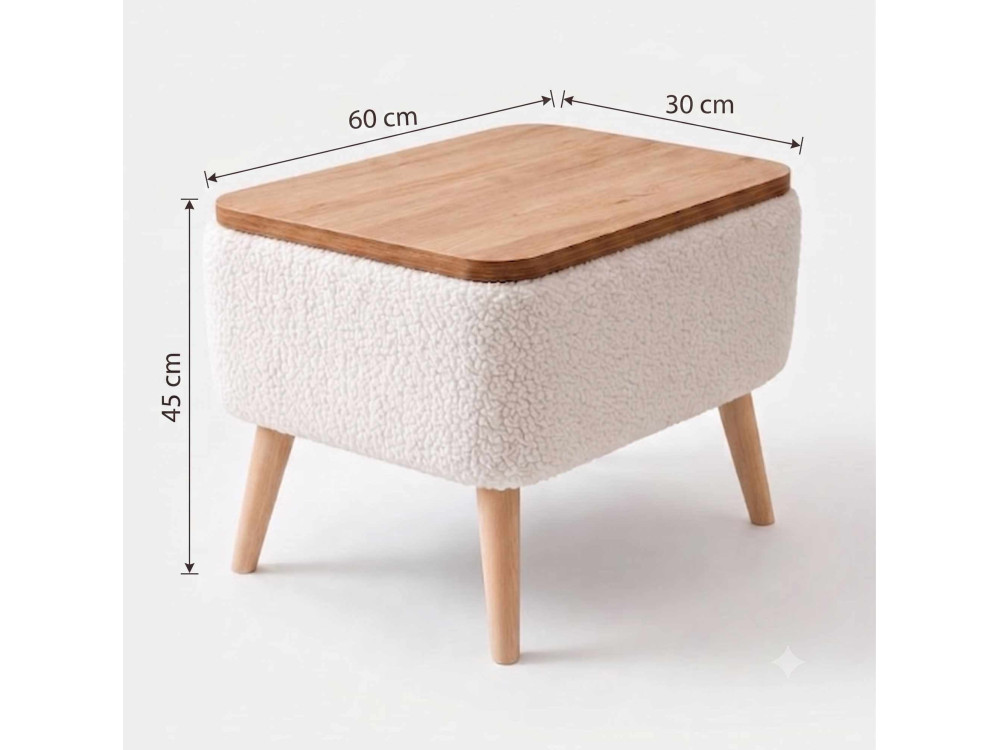 Mesa auxiliar de madeira «Nora» - 60 x 30 x 45 cm - Branca