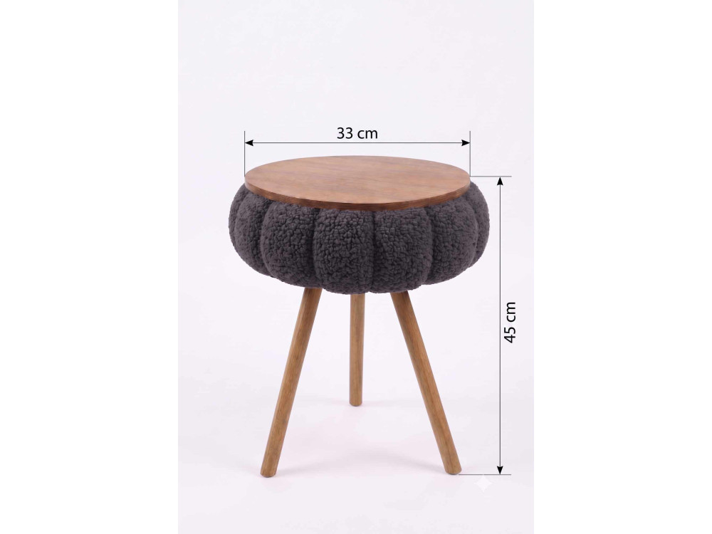Mesa auxiliar de madeira «Papatya Zgn» - 33 x 45 cm - Antracite