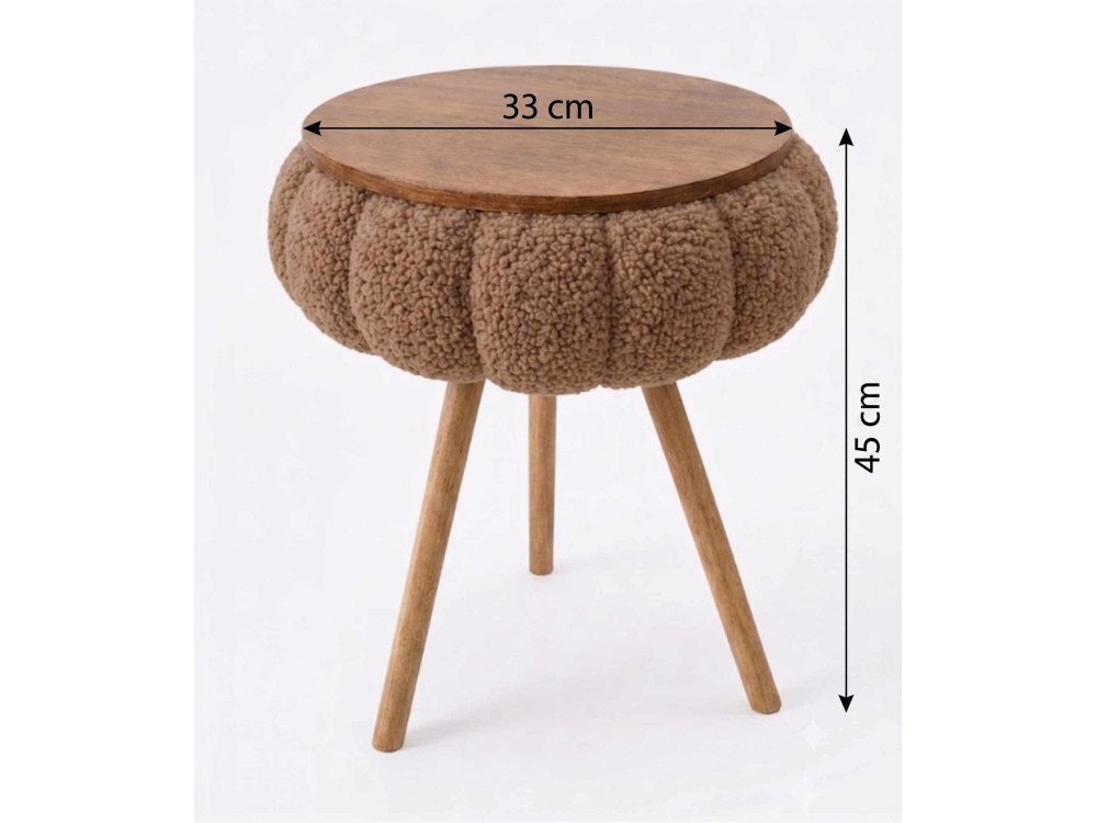 Mesa auxiliar de madeira «Papatya Zgn» - 33 x 45 cm - Castanho