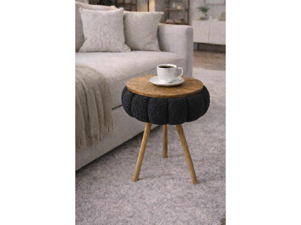 Mesa auxiliar de madeira «Papatya Zgn» - 33 x 45 cm - Preto