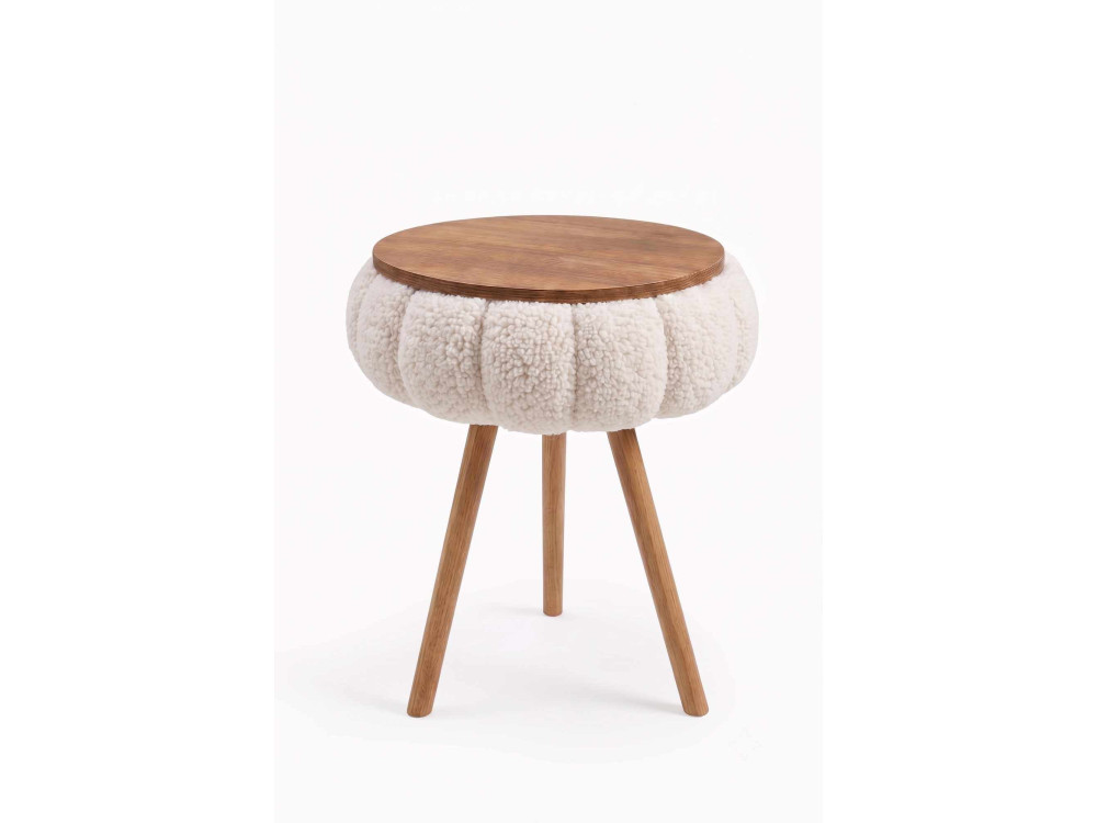 Mesa auxiliar de madeira «Papatya Zgn» - 33 x 45 cm - Bege