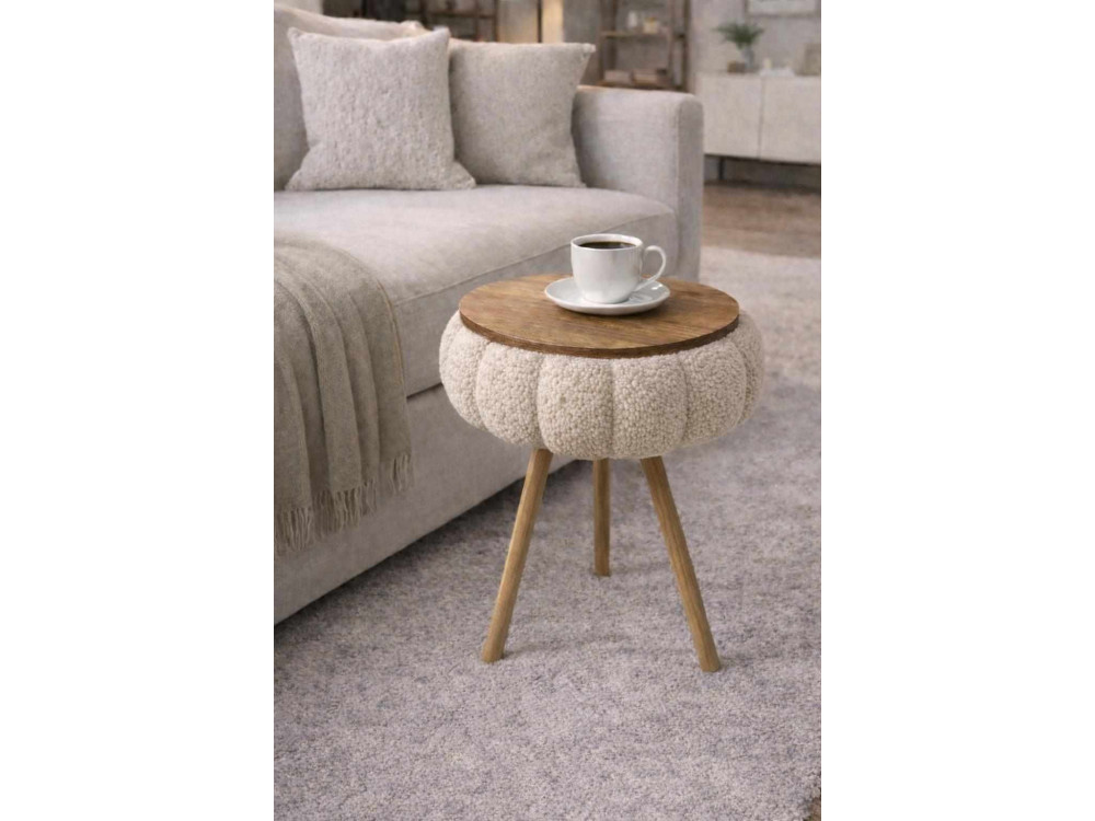 Mesa auxiliar de madeira «Papatya Zgn» - 33 x 45 cm - Bege