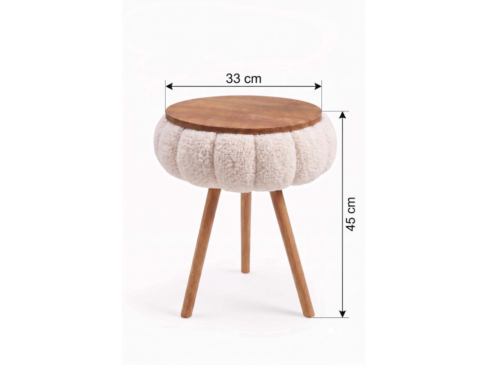 Mesa auxiliar de madeira «Papatya Zgn» - 33 x 45 cm - Bege