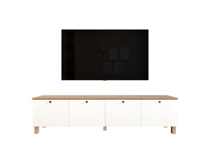 Móvel de televisão em madeira «Nord» - 180 x 34 x 45 cm - Branco / Carvalho