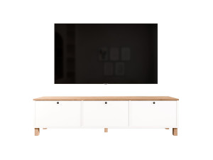 Móvel de TV em madeira «Nord» - 180 x 32 x 45 cm - Branco / Carvalho