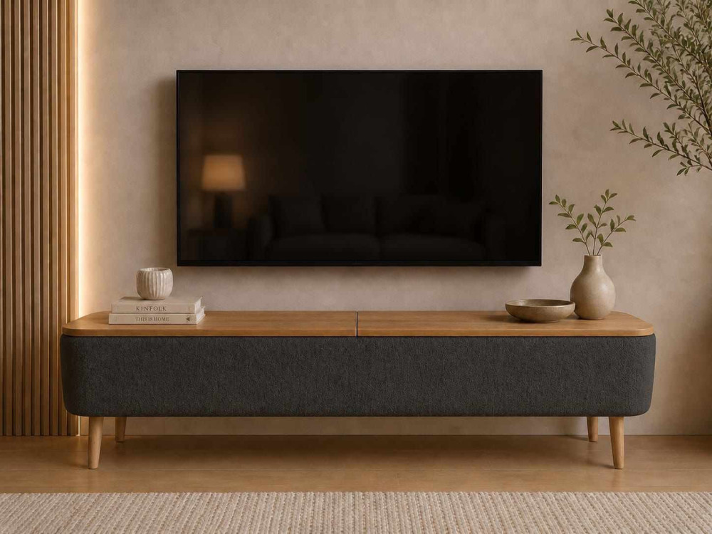 Móvel para televisão em madeira «Sarven» - 120 x 30 x 45 cm - Antracite
