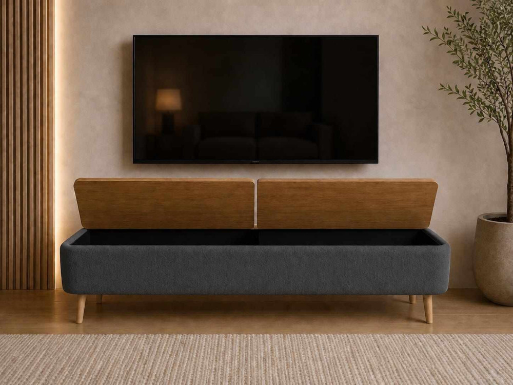 Móvel para televisão em madeira «Sarven» - 120 x 30 x 45 cm - Antracite