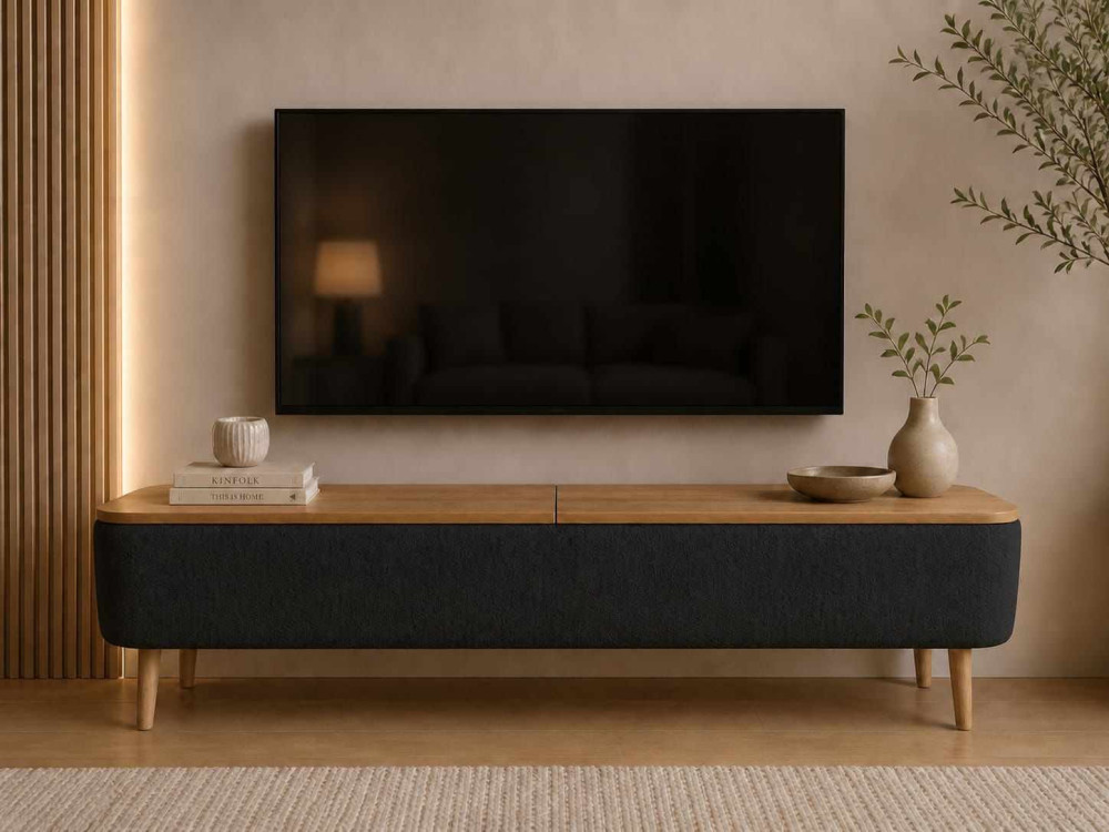 Móvel de televisão em madeira «Sarven» - 120 x 30 x 45 cm - Preto