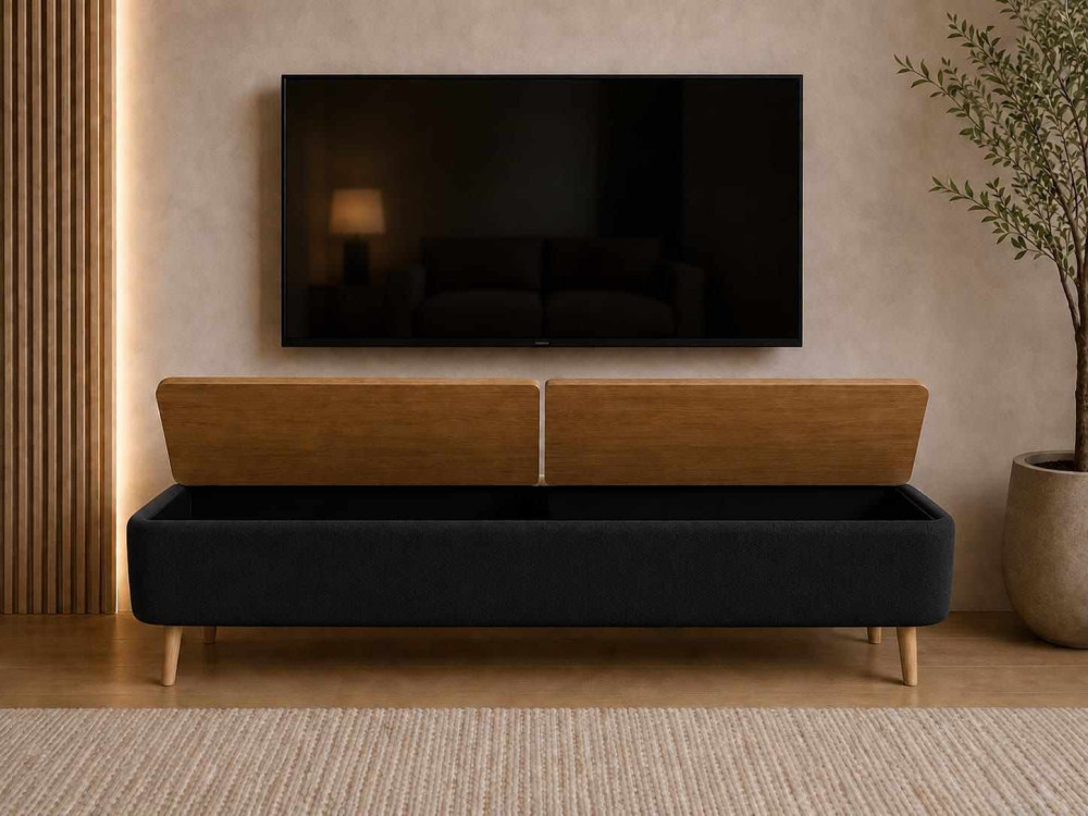 Móvel de televisão em madeira «Sarven» - 120 x 30 x 45 cm - Preto