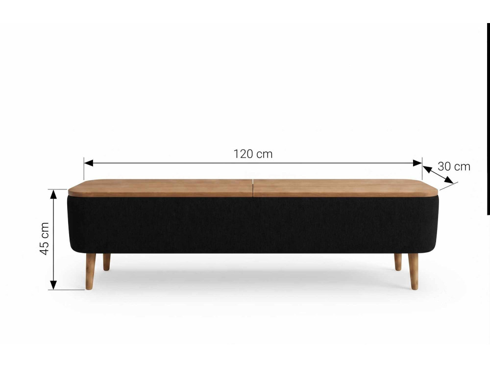 Móvel de televisão em madeira «Sarven» - 120 x 30 x 45 cm - Preto