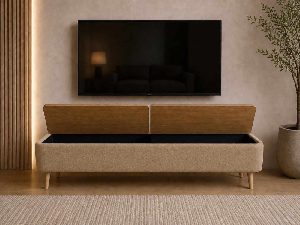 Móvel de televisão em madeira «Sarven» - 120 x 30 x 45 cm - Bege