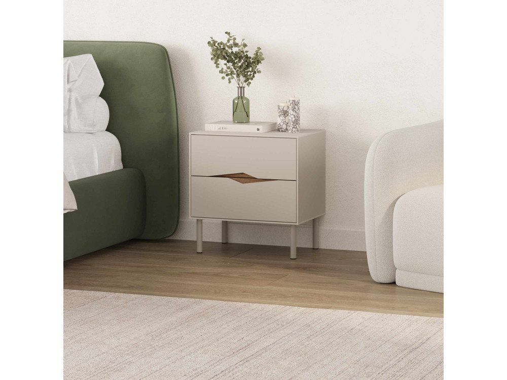 Mesa de cabeceira em madeira «MARQUISE» - 50 x 35 x 52 cm - Pedra arenosa / Oud escuro