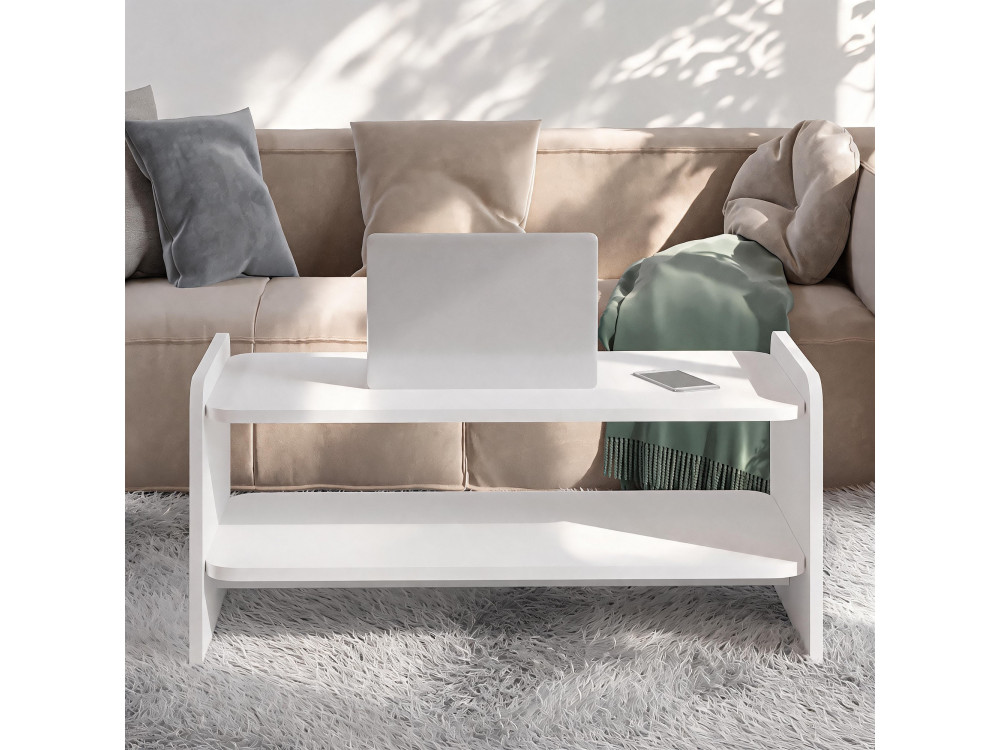 Mesa de centro de madeira «Amon» - 90 x 45 x 40 cm - Branco