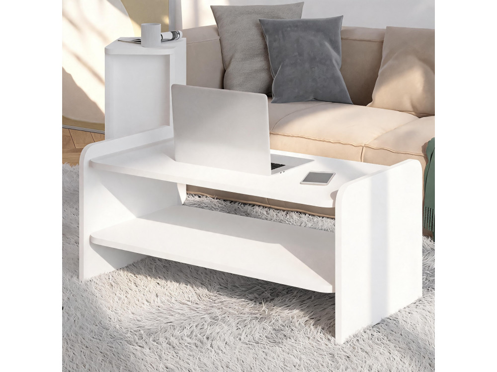 Mesa de centro de madeira «Amon» - 90 x 45 x 40 cm - Branco