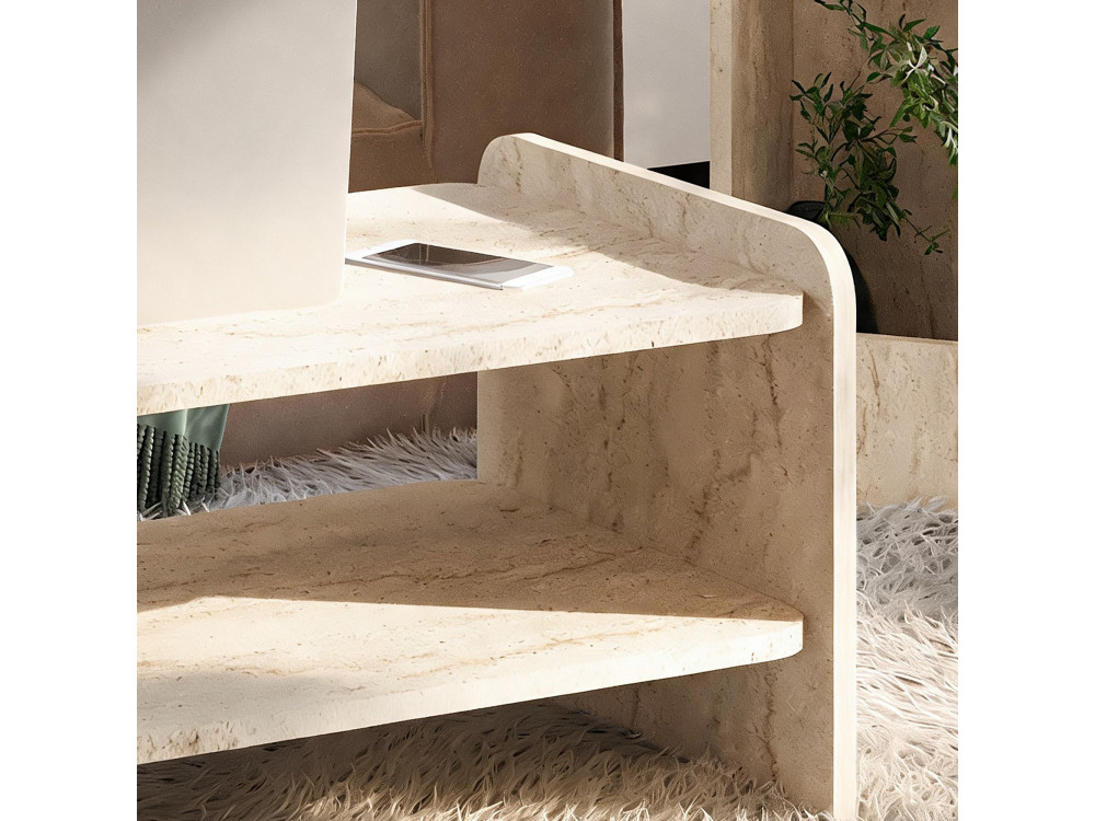 Mesa de centro de madeira «Amon» - 89,8 x 39,8 x 44,8 cm - Travertino