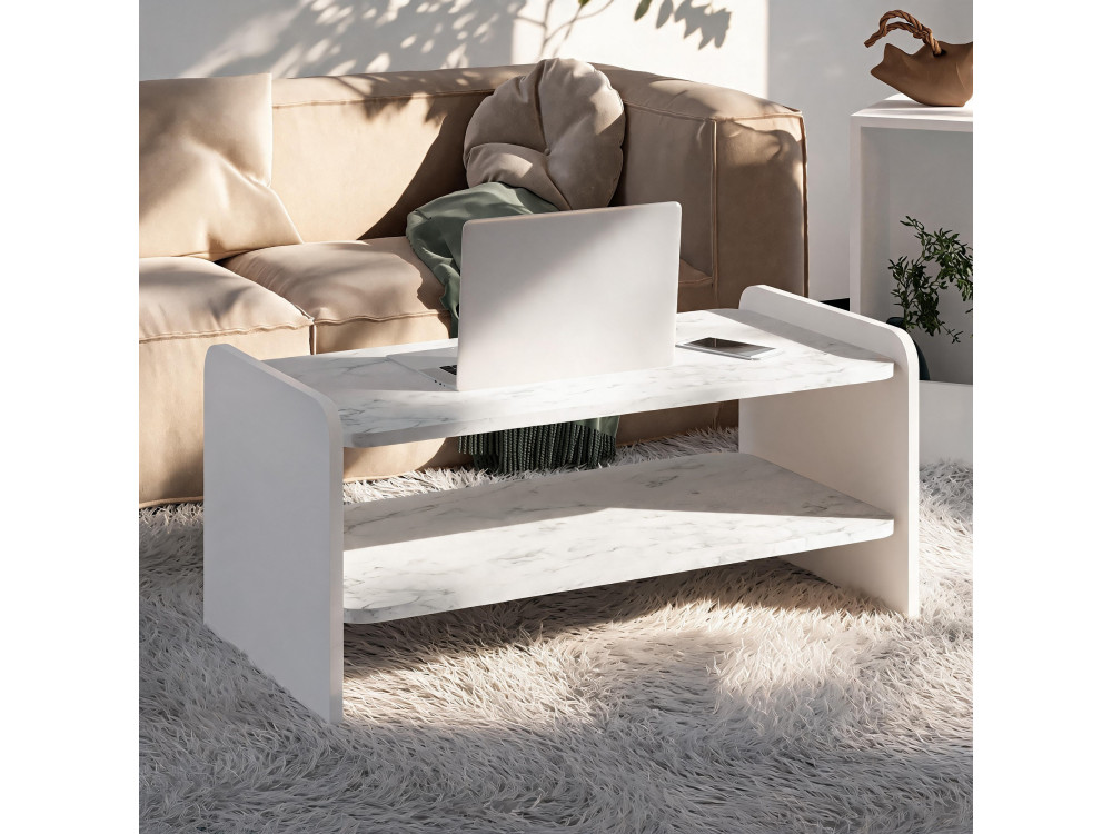 Mesa de centro de madeira «Amon» - 90 x 45 x 40 cm - Branco