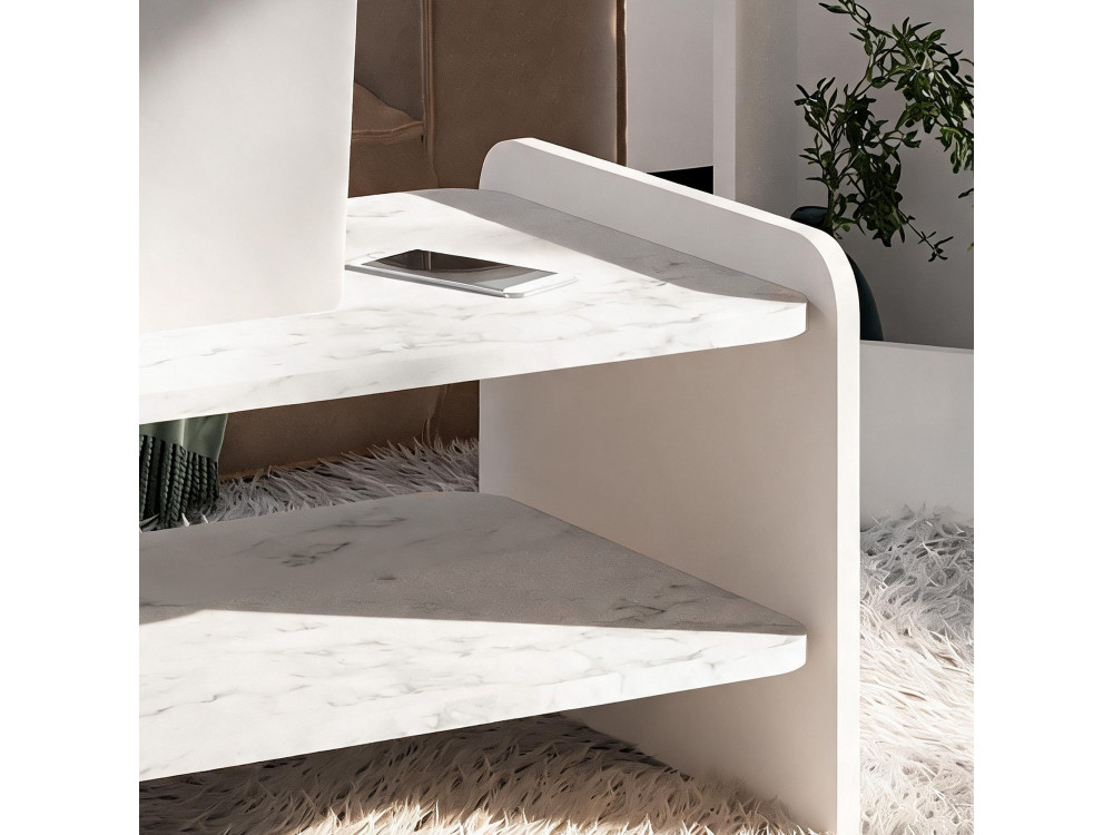 Mesa de centro de madeira «Amon» - 90 x 45 x 40 cm - Branco