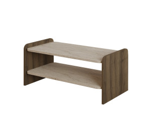 Mesa de centro de madeira «Amon» - 89,8 x 39,8 x 44,8 cm - Travertino / Nogueira Antiga