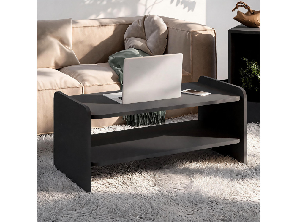 Mesa de centro em madeira «Amon» - 89,8 x 39,8 x 44,8 cm - Antracite