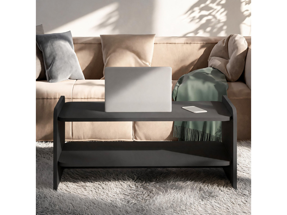 Mesa de centro em madeira «Amon» - 89,8 x 39,8 x 44,8 cm - Antracite