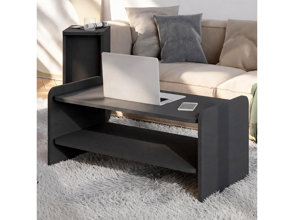 Mesa de centro em madeira «Amon» - 89,8 x 39,8 x 44,8 cm - Antracite