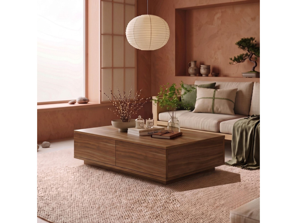 Mesa de centro em madeira «Ave14» - 90 x 28,6 x 60 cm - Nogueira