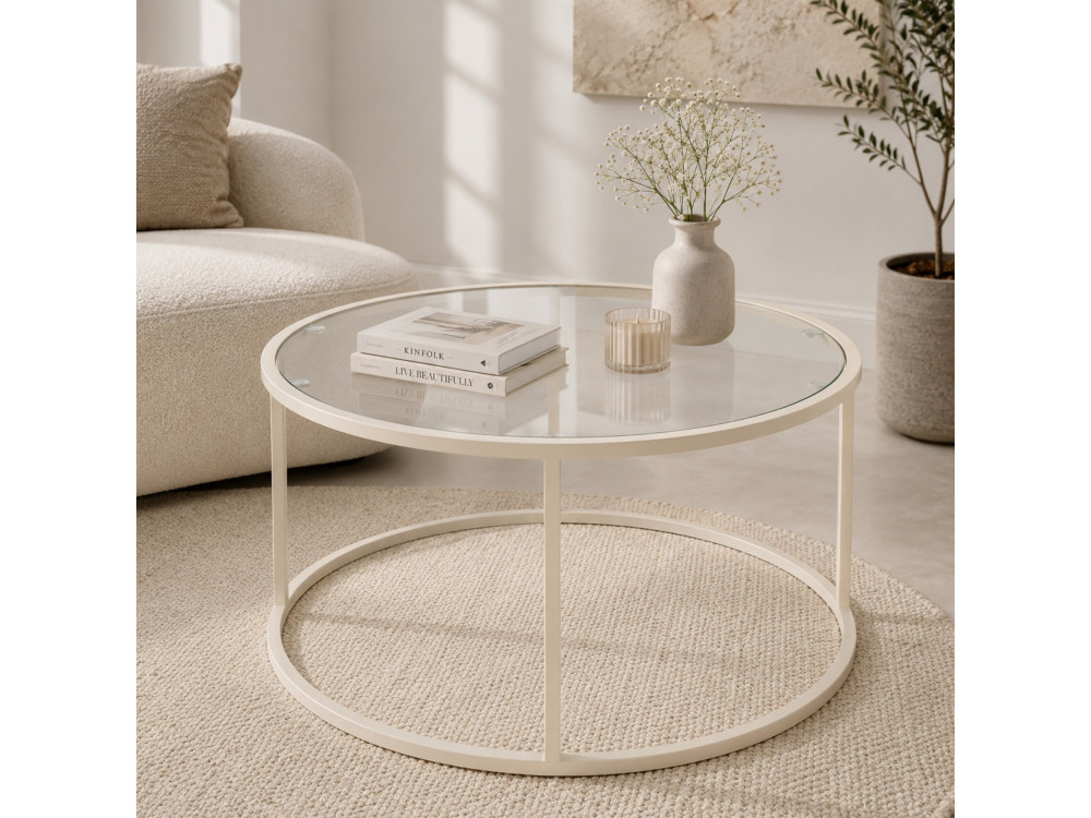 Mesa de centro de madeira «Beige-Trs-80-Nrd-Srk» - 80 x 80 x 43 cm - Bege