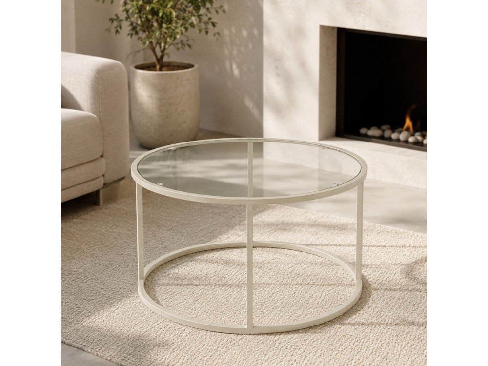 Mesa de centro de madeira «Beige-Trs-80-Nrd-Srk» - 80 x 80 x 43 cm - Bege