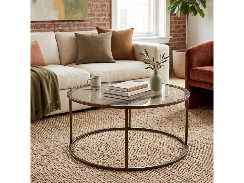 Mesa de centro em madeira «Brown-Trs-80-Nrd-Srk» - 80 x 80 x 43 cm - Castanho