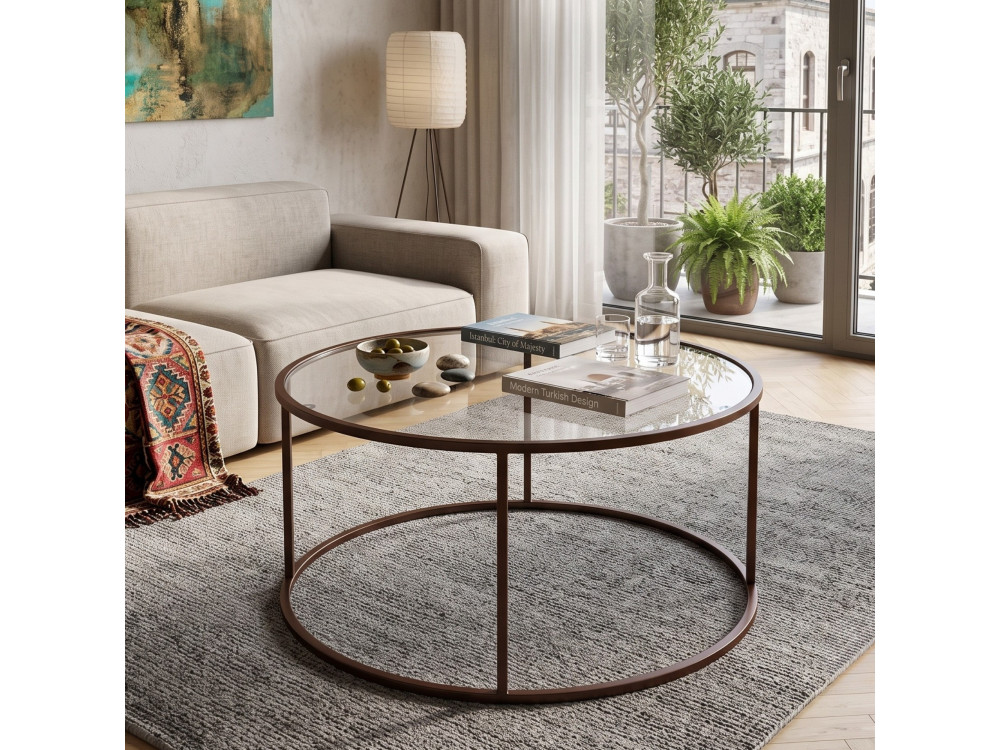 Mesa de centro em madeira «Brown-Trs-80-Nrd-Srk» - 80 x 80 x 43 cm - Castanho