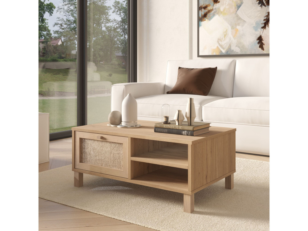 Mesa de centro de madeira «Dune» - 90 x 60 x 39 cm - Carvalho